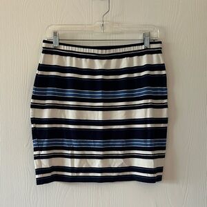 Max Studio Navy and White Striped Pencil Skirt